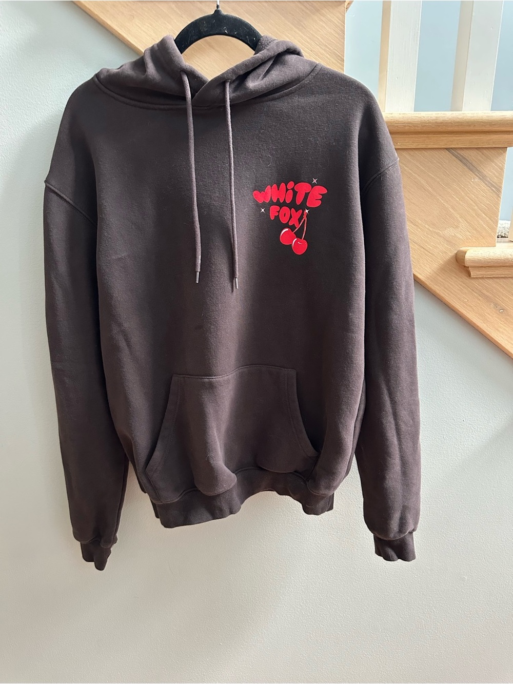 White Fox Boutique Brown Pullover Hoodie with Black Label